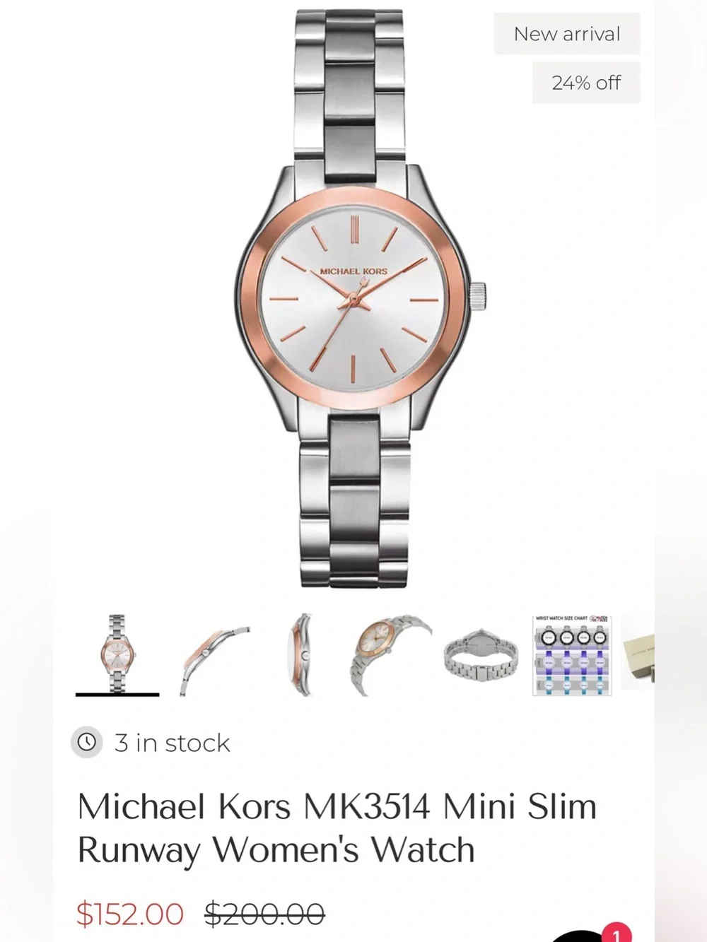 Michael Kors Two-Tone Silver and Rose Gold Bracelet Watch